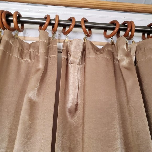 Satin Curtain Panels 2 pc Rod Pocket 110W x 83L Rich Gold Shine - Picture 6 of 10